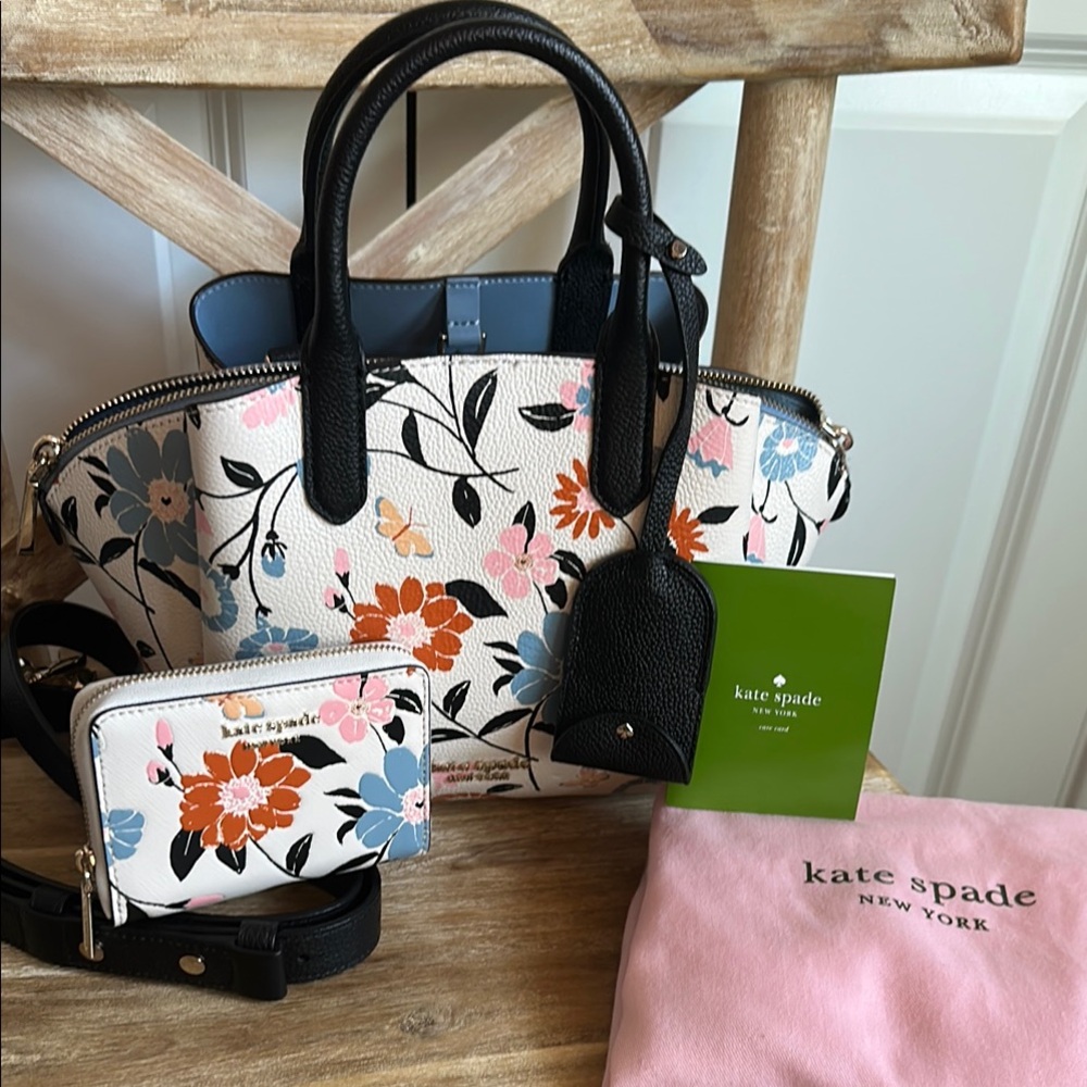 Kate Spade Floral Garden Purse and Wallet (Pebbled Leather)